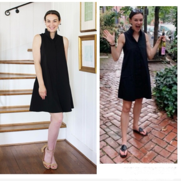 Tuckernuck Charlie Shirt Dress Sleeveless Black Pockets A-line Maternity Bump - Picture 3 of 13